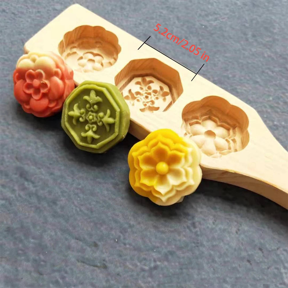 Wooden Mooncake & Cookie Mold – Pastry Cutter for Moon Cake, Mung Bean, Fondant & Chocolate Baking
