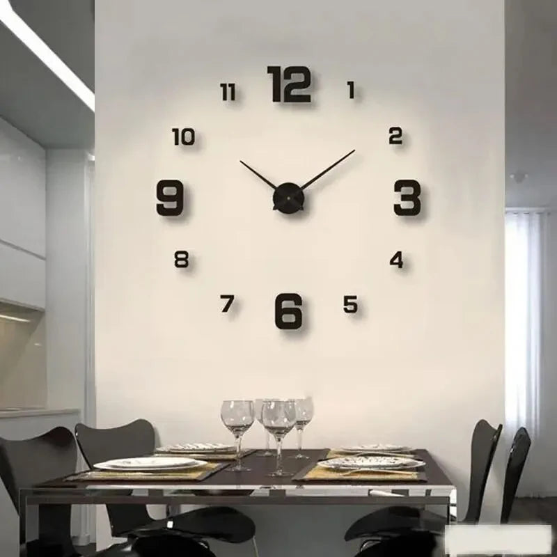 Creative Frameless DIY Wall Clock – Silent Acrylic Wall Decal Clock for Living Room & Office