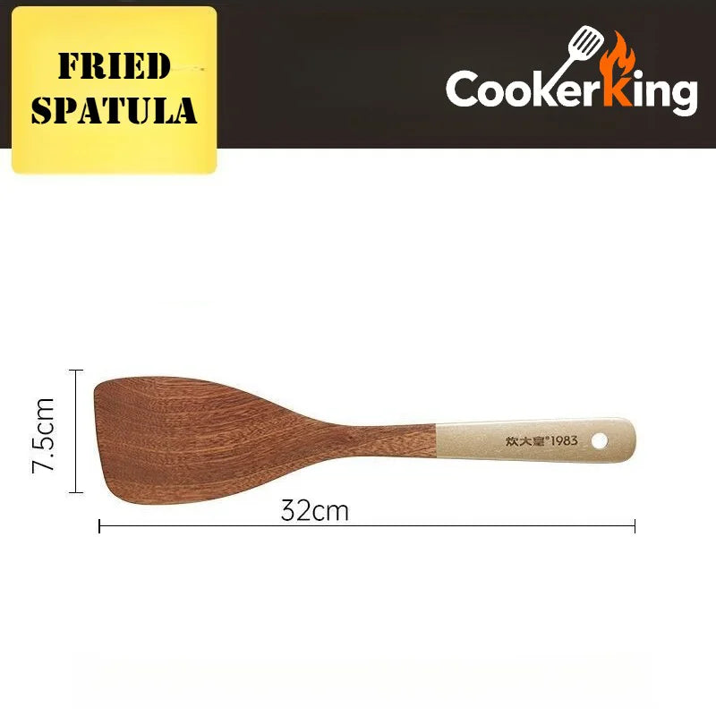 COOKER KING 4-in-1 Ebony Kitchen Tool Set – Spatula, Spoon & Rice Paddle | Premium Kitchenware Gift