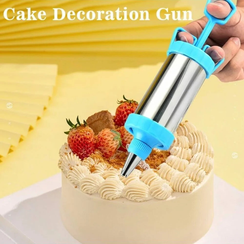 Cookie Syringe & Cake Cream Decorating Set – DIY Pastry Extruder with Stainless Steel Nozzles & Scraper