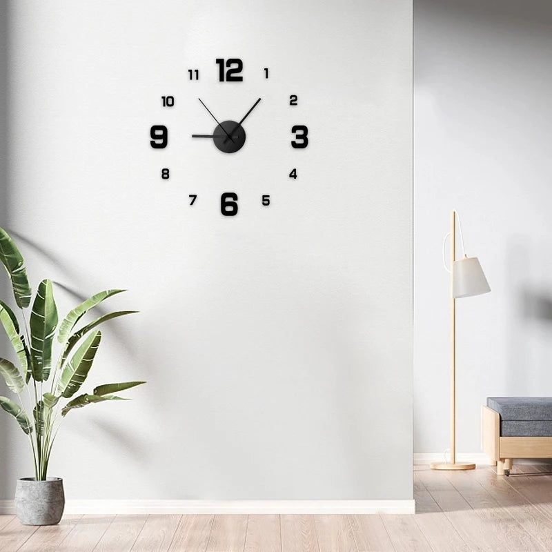 Creative Frameless DIY Wall Clock – Silent Acrylic Wall Decal Clock for Living Room & Office