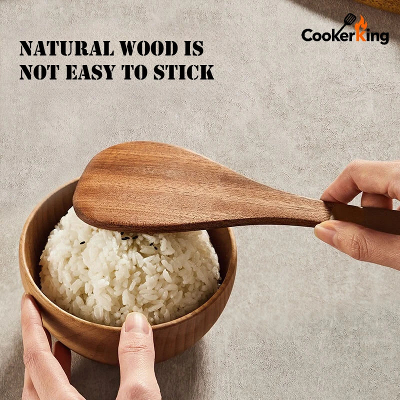 COOKER KING 4-in-1 Ebony Kitchen Tool Set – Spatula, Spoon & Rice Paddle | Premium Kitchenware Gift