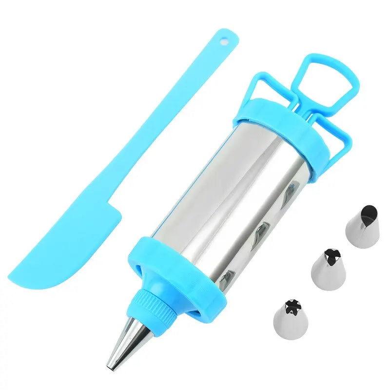 Cookie Syringe & Cake Cream Decorating Set – DIY Pastry Extruder with Stainless Steel Nozzles & Scraper