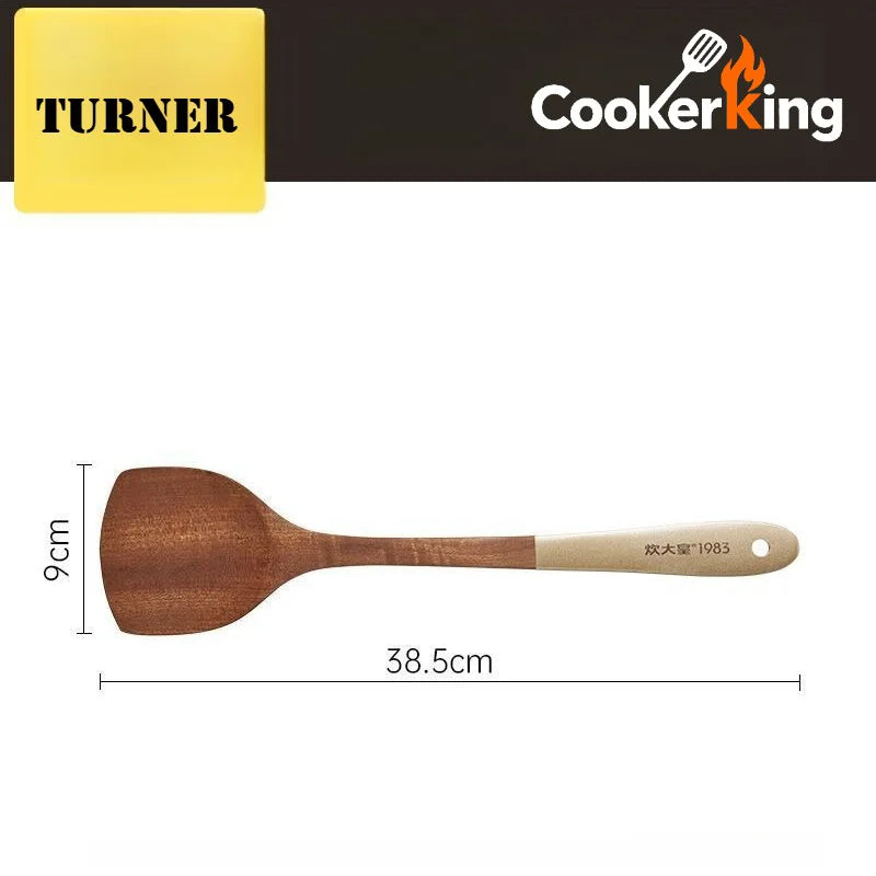 COOKER KING 4-in-1 Ebony Kitchen Tool Set – Spatula, Spoon & Rice Paddle | Premium Kitchenware Gift