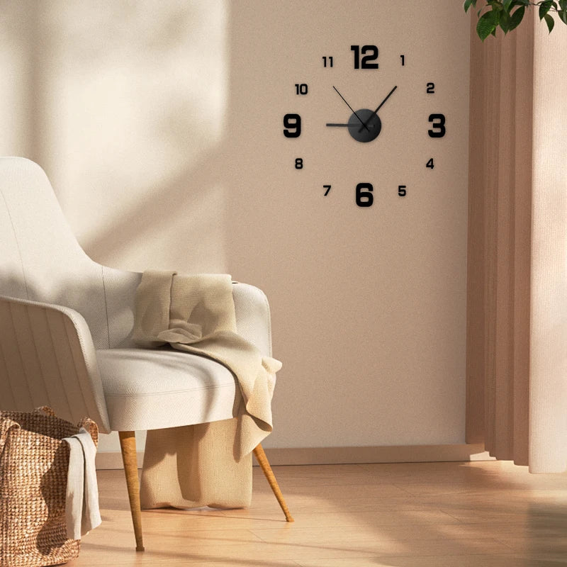 Creative Frameless DIY Wall Clock – Silent Acrylic Wall Decal Clock for Living Room & Office