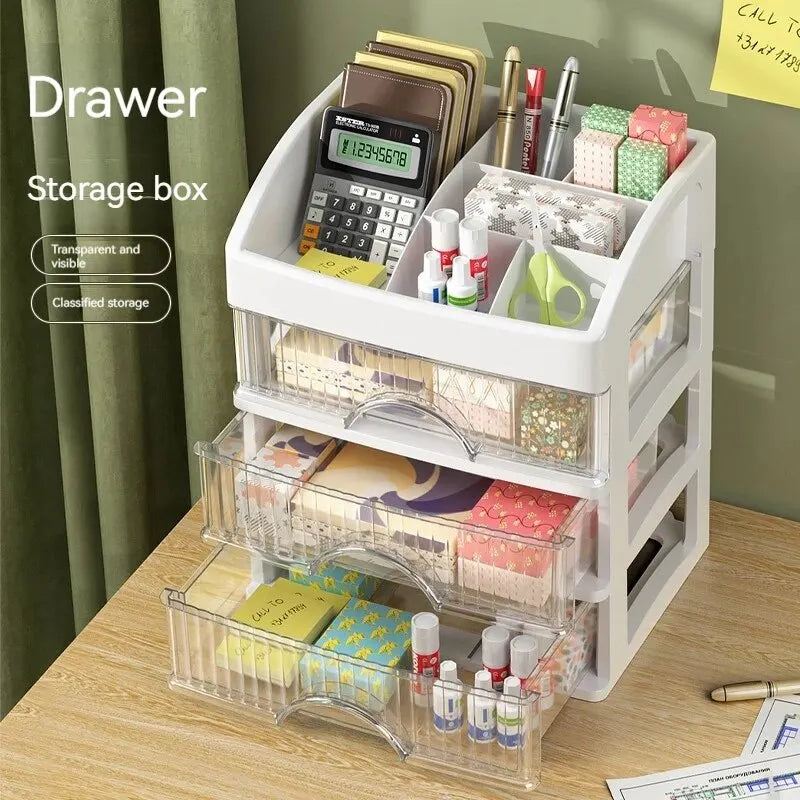 Multi-Layer Desktop Organizer – Makeup, Jewelry & Stationery Storage Box with Drawers