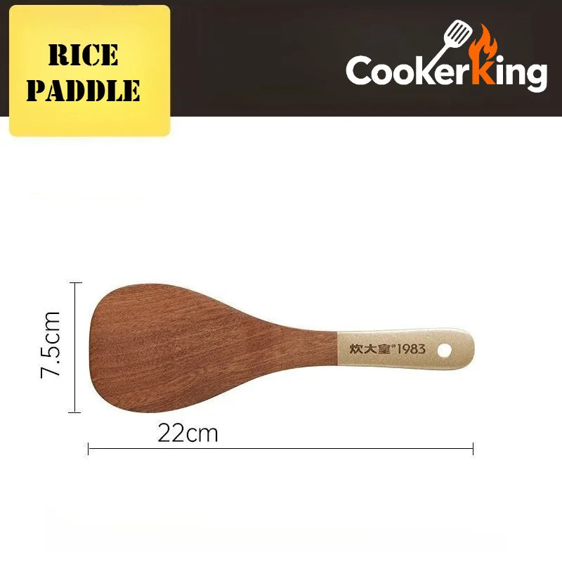 COOKER KING 4-in-1 Ebony Kitchen Tool Set – Spatula, Spoon & Rice Paddle | Premium Kitchenware Gift