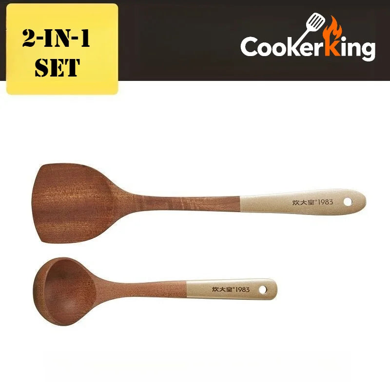COOKER KING 4-in-1 Ebony Kitchen Tool Set – Spatula, Spoon & Rice Paddle | Premium Kitchenware Gift
